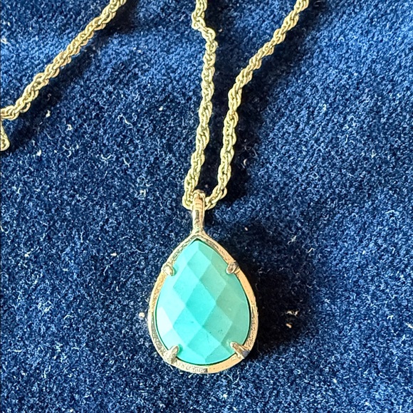 Kendra Scott Kiri Gold-Tone Necklace with Teardrop Turquoise Stone - Picture 2 of 5